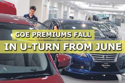 COE premiums fall in U-turn from June