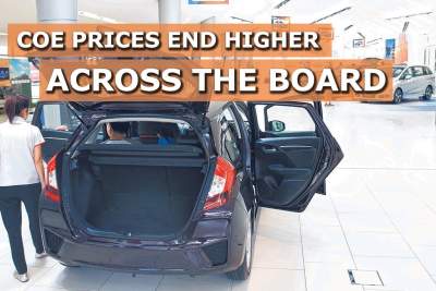 COE prices ended higher across the board in the latest tender yesterday