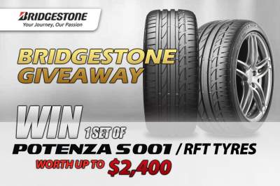A set of Bridgestone Potenza S001/Run-Flat tyres worth $2,400 to be won!