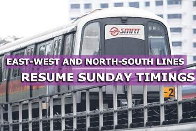 East-West and North-South Lines resume regular Sunday morning timings