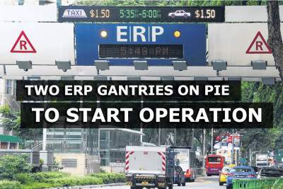 Two ERP gantries on PIE to start operation in the evening from 20th February