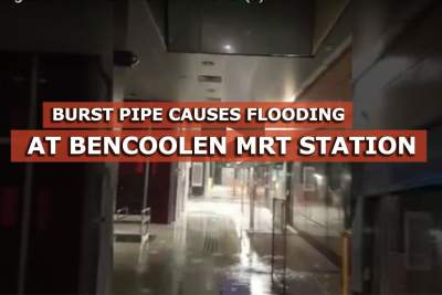 Burst pipe causes flooding at Bencoolen MRT station