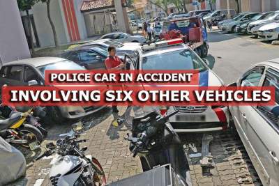 Police car in accident involving six other vehicles