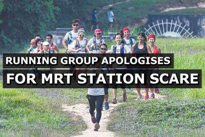 Running group apologises for MRT station scare