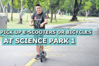 Pick up e-scooters or bicycles at Science Park 1