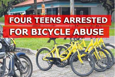 Four teens nabbed over bicycle abuse case in Punggol