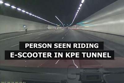Person seen riding e-scooter in KPE tunnel
