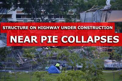 Structure on highway under construction collapses near PIE