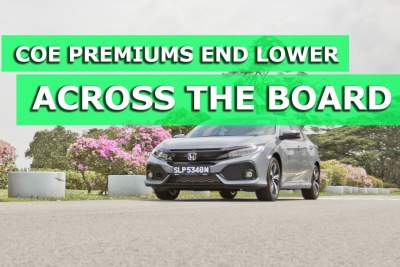 COE premiums end lower across all categories