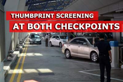 Thumbprint screening for car travellers at both checkpoints as part of trial