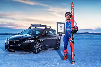 Olympic skier and Jaguar hit 188km/h to smash towing world record