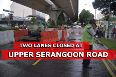 Two out of three lanes closed after pipe bursts at Upper Serangoon Road