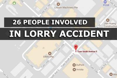 26 people taken to hospital after accident involving two lorries in Tuas