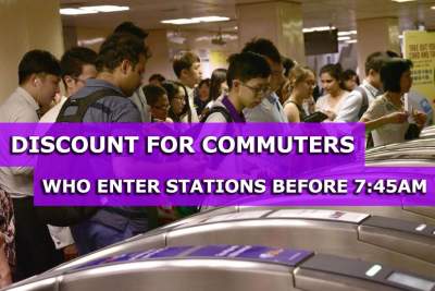 Discount for commuters who enter stations before 7:45am on weekdays