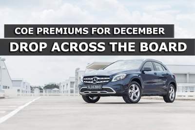 COE premiums for first December bidding drop across the board