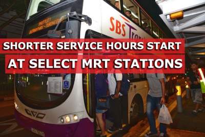 Shorter service hours at selected stations on East-West and North-South lines