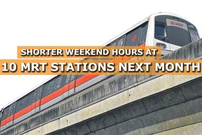 Shorter weekend hours at 10 MRT stations next month