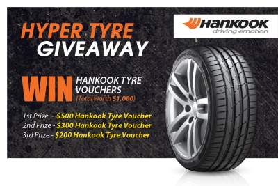 Hankook tyre vouchers worth up to $1,000 to be won