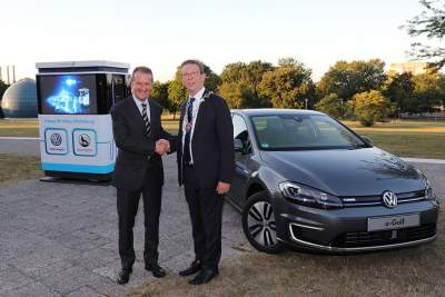 Volkswagen donates 12 charging stations to its hometown