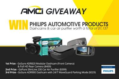 Philips Car Air Purifier and Dashcams worth more than $1,000 to be won!
