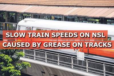 Slower train speeds on North-South Line on Monday caused by grease on tracks