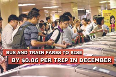 Bus and train fares to rise by $0.06 per trip from December
