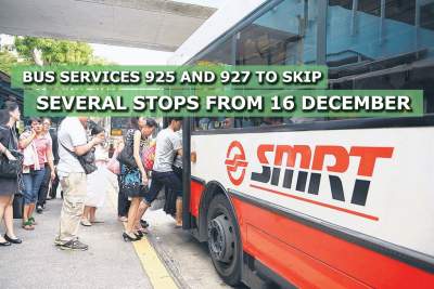 Bus services 925 and 927 to skip several stops from 16 December