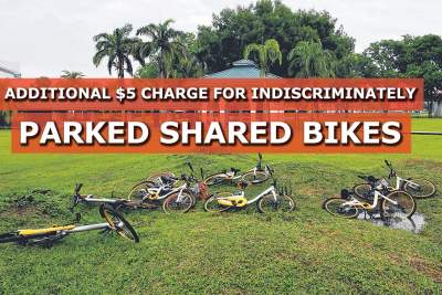 Additional $5 charge for indiscriminately parked shared bikes