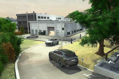 Porsche test autonomous driving in workshop