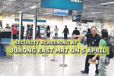 Be prepared for security screening at Jurong East MRT station on 5 April