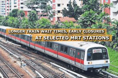 Longer train wait times and early closures at selected MRT stations