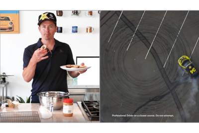Volkswagen ambassador Tanner Foust demonstrates how to make a doughnut