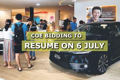 COE bidding to resume on 6 July 2020