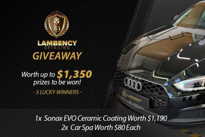 Lambency Detailing Giveaway - Up to $1,350 worth of Grooming packages to be won