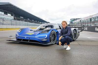 Nico Rosberg tests the Volkswagen ID.R electric race car