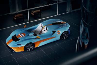 Global debut for the McLaren Elva Gulf Theme by MSO at Goodwood Speedweek