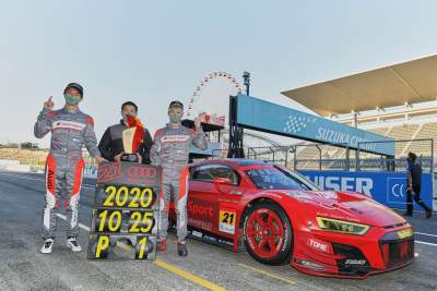 The Audi R8 LMS scores its first victory in this season's Super GT
