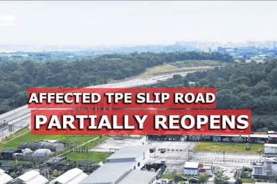 TPE slip road towards Loyang Avenue affected by landslip partially reopened