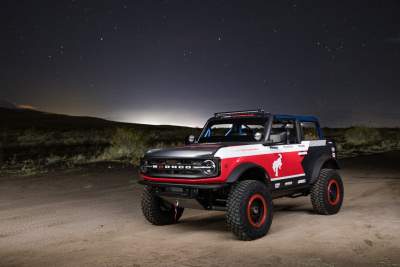 Ford reveals a custom built Bronco race truck for off-road desert racing