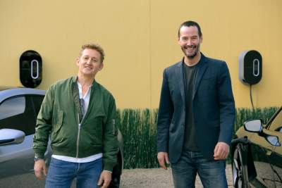 Keanu Reeves and Alex Winter test the Porsche Taycan Turbo in a new film