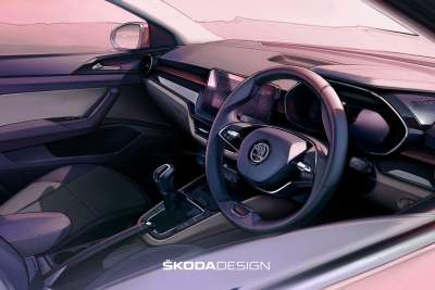 Skoda reveals first interior sketch for the Slavia