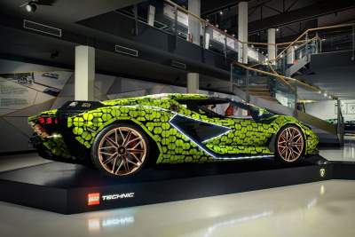 An amazing 400,000 bricked LEGO Lamborghini Sian is on display at Museo Automobili Lamborghini
