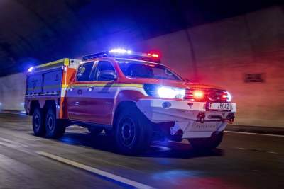 This HILOAD fire truck is designed to fight electric car fires