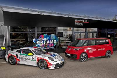 Porsche racing teams get new Volkswagen ID. Buzz race service buses