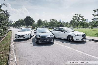 Mazda6 2.5 R Luxury (A) vs Legacy 2.5i-S (A) vs Camry 2.5 G (A)