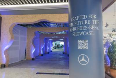 Mercedes-EQ models on display at Raffles City pop-up store