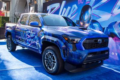 Toyota Tacoma joins in premiere of Blue Beetle movie