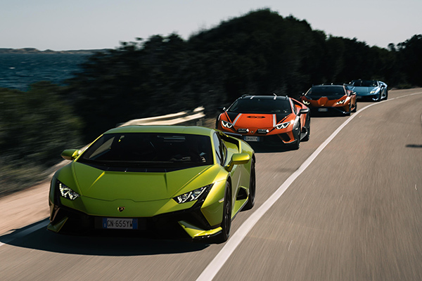 Lamborghini takes its V10-powered models across Sardinia
