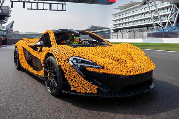 Lando Norris takes on Silverstone in a LEGO McLaren P1