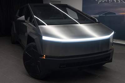 The Cybertruck graces Tesla's Millenia Walk showroom again